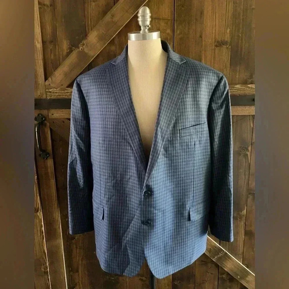 Michael Kors Two Button Blue Plaid Jacket Men’s Size 54R